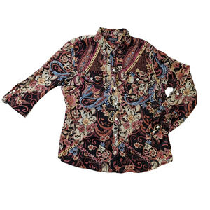 Lucky Brand Black Printed Button up Shirt Size XL